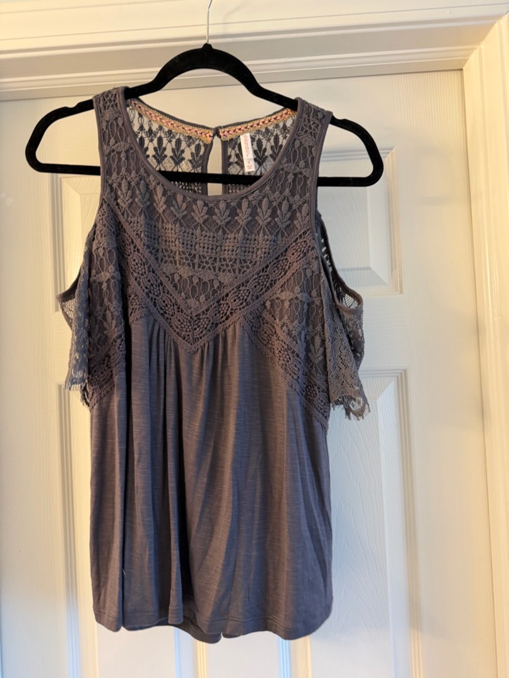 Cold-Shoulder Tank Top - Gray